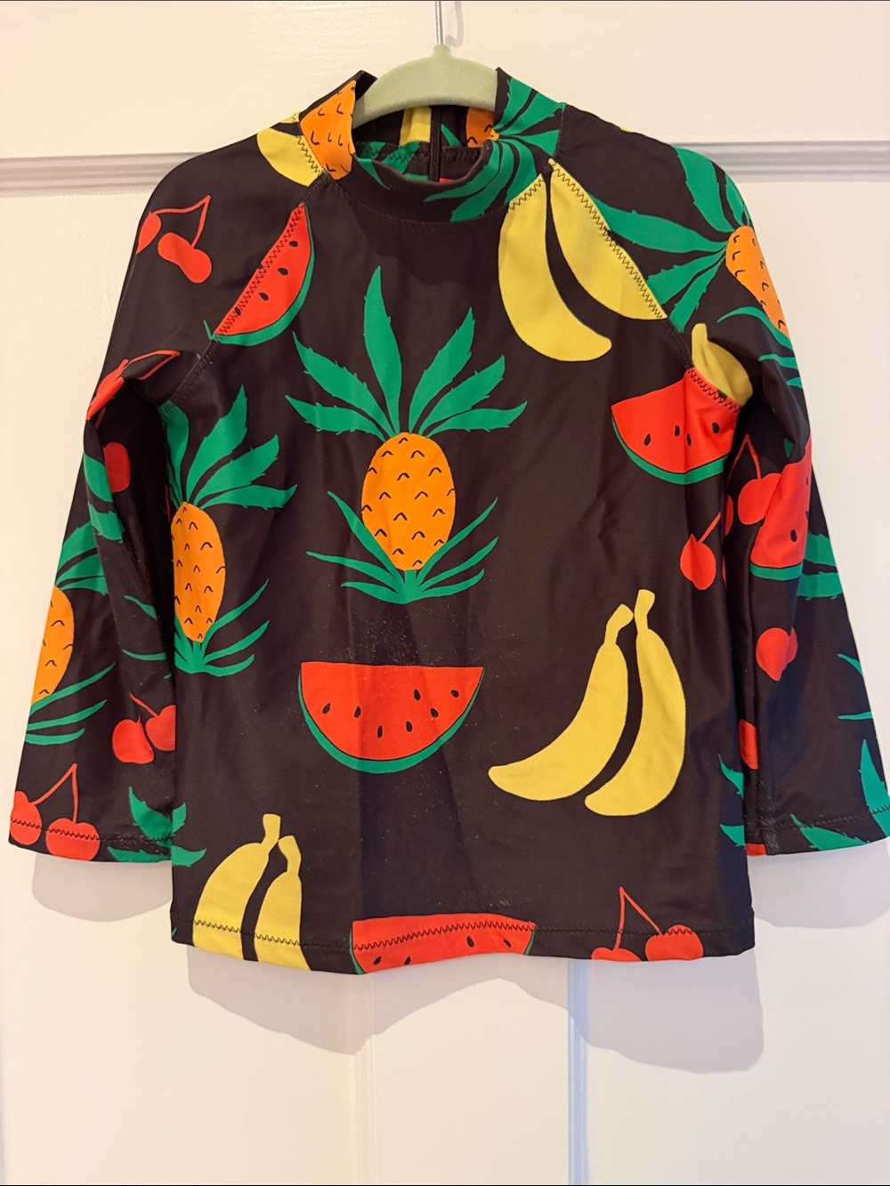Mini Rodini Black Fruit-Print Long-Sleeve Swim Rashguard SPF50